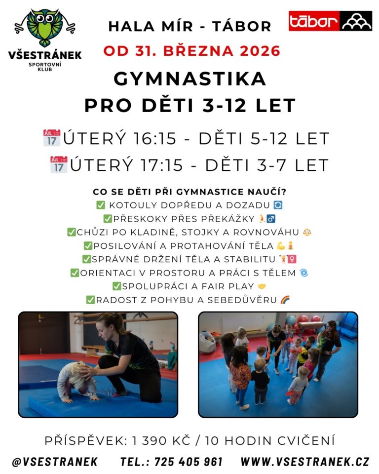 Přečtete si více ze článku Gymnastika pro děti bude pokračovat od 31. 3. 2026